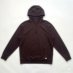 Vuori Ponto Performance Half Zip Hoodie in Mahogany Heather L